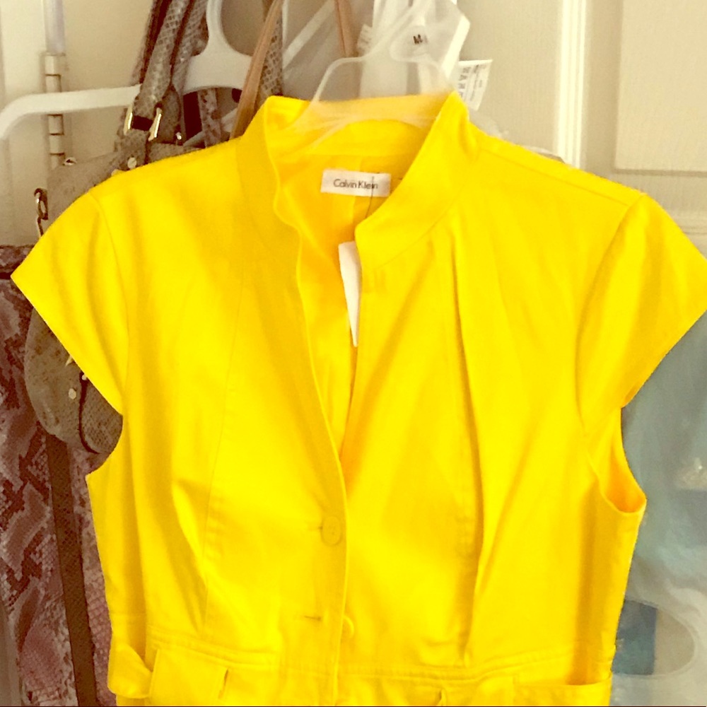 Calvin Klein Yellow Cotton summer dress.